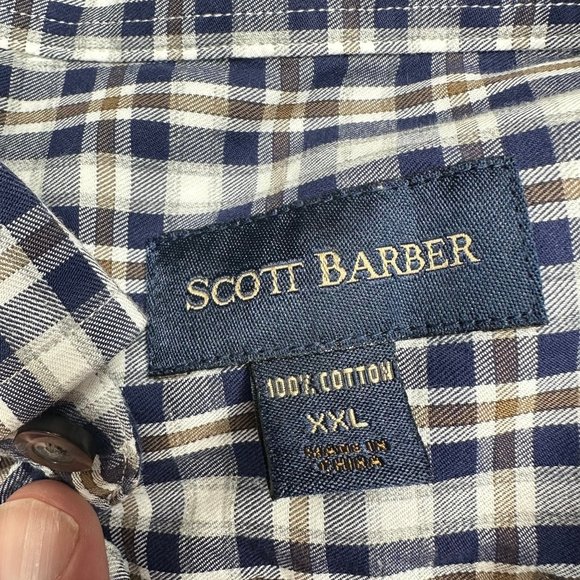 SCOTT BARBER‎ - Men's long sleeve shirt. Size XXL. Plaid. - Picture 3 of 6